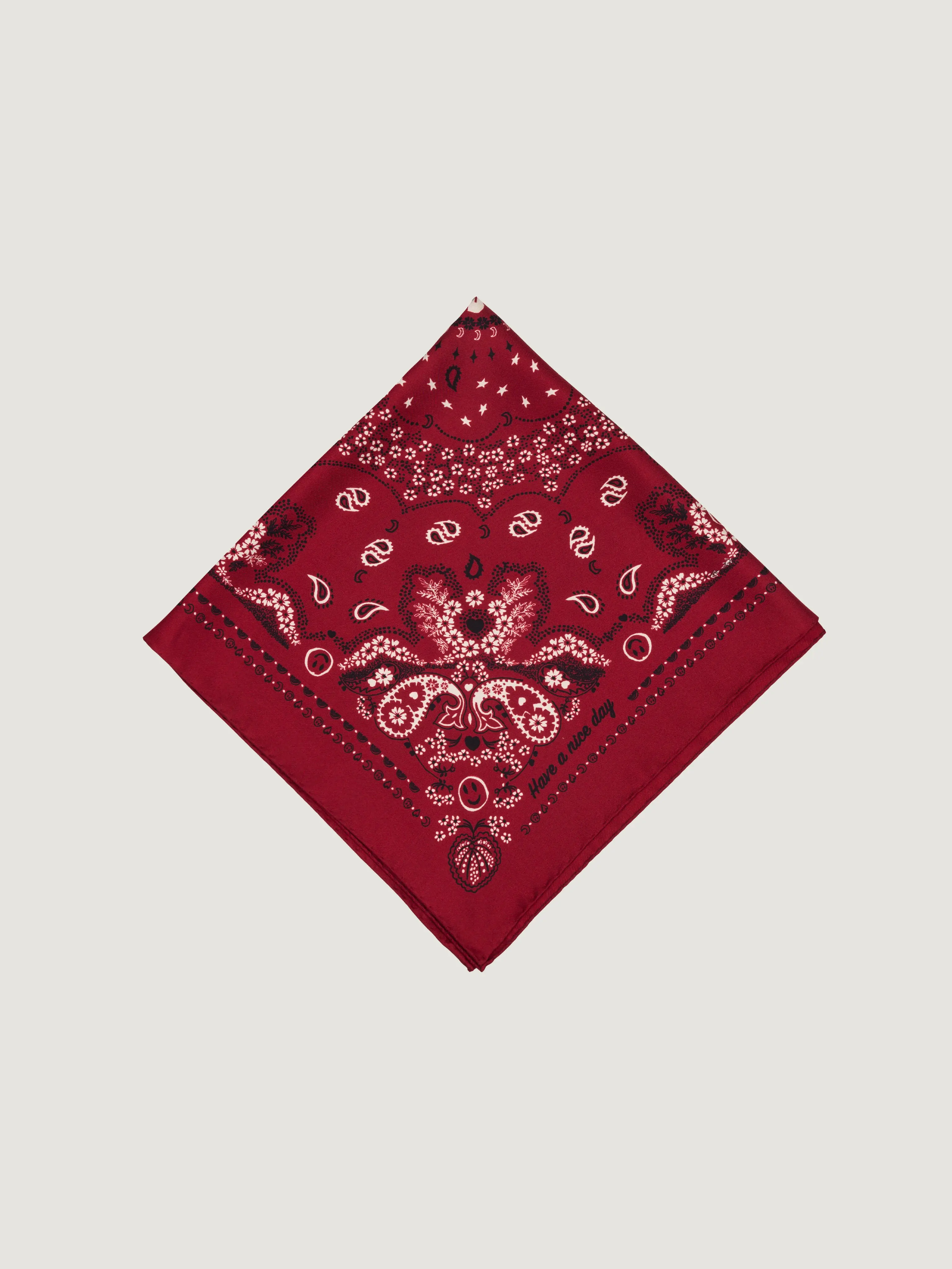 Bandana Classique en Soie - BORDEAUX - Petit Modèle - Image 3