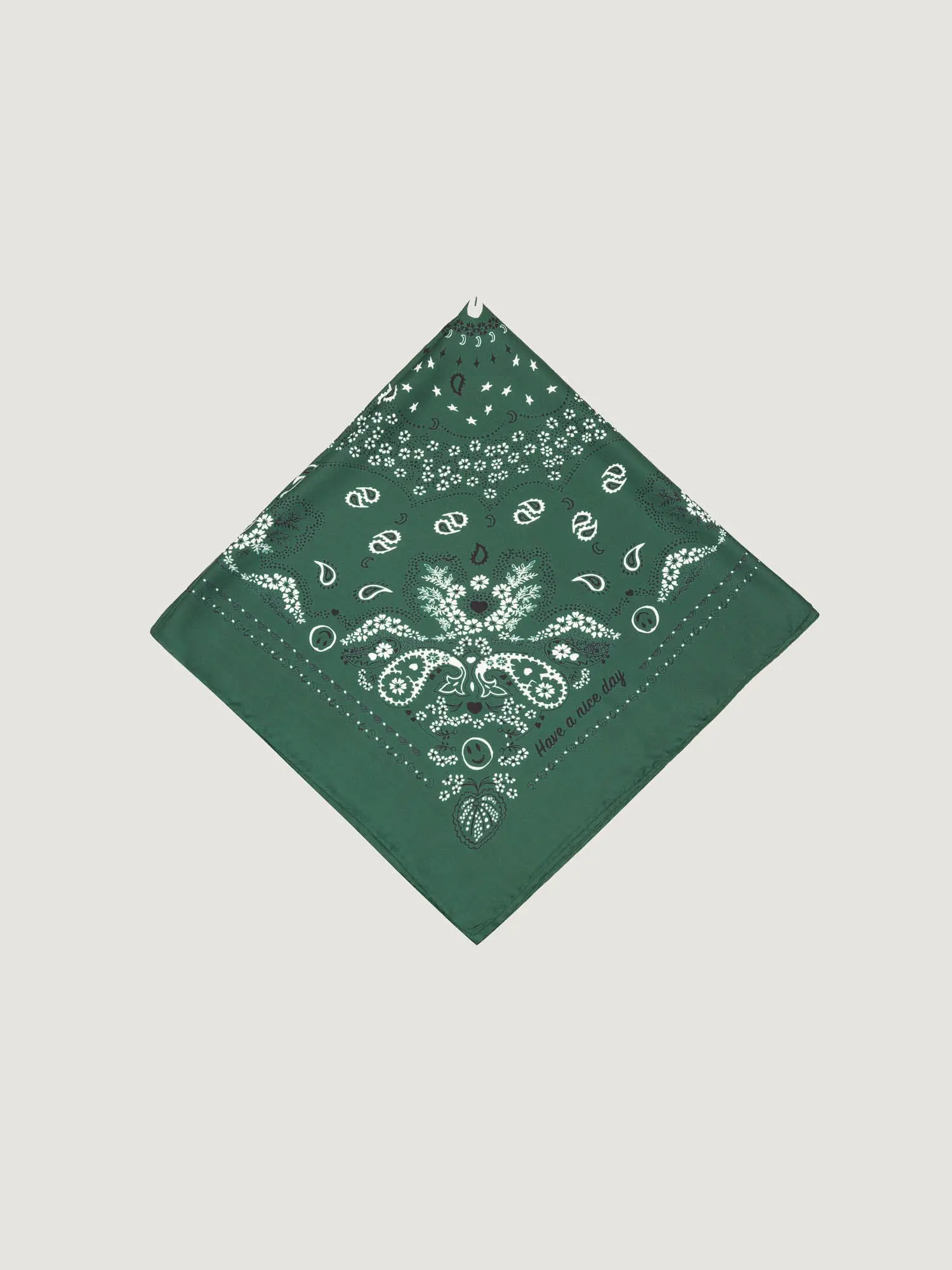 Bandana Classique en Soie - VERT BOUTEILLE - Grand Modèle - Image 3