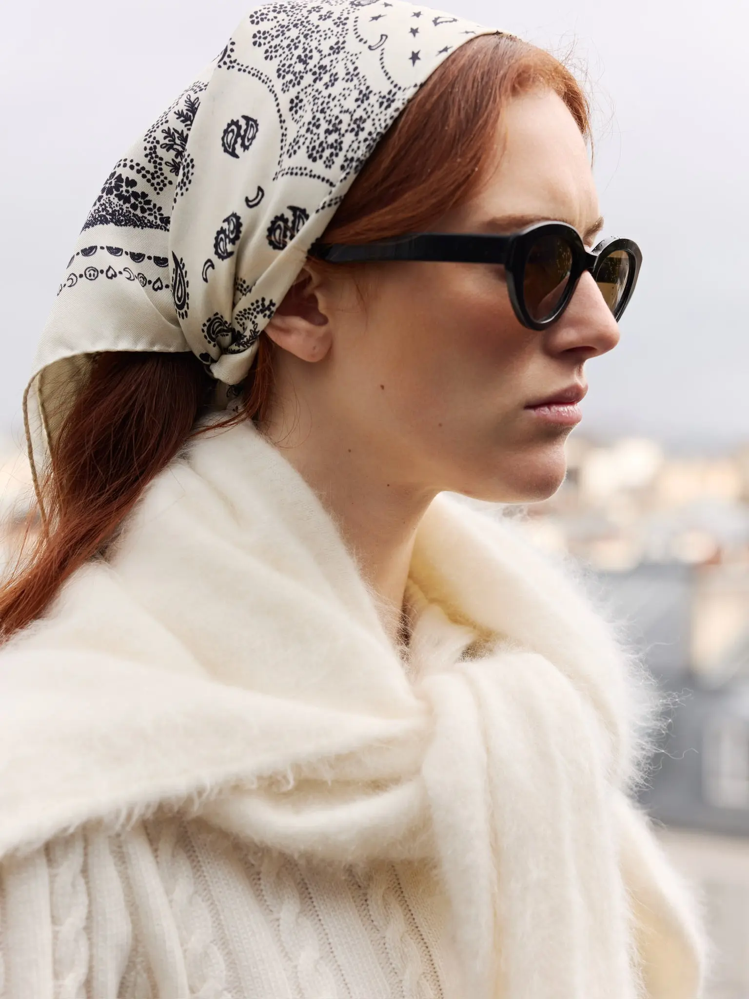 Bandana en Soie - STAR - ÉCRU - Grand Modèle - Image 5