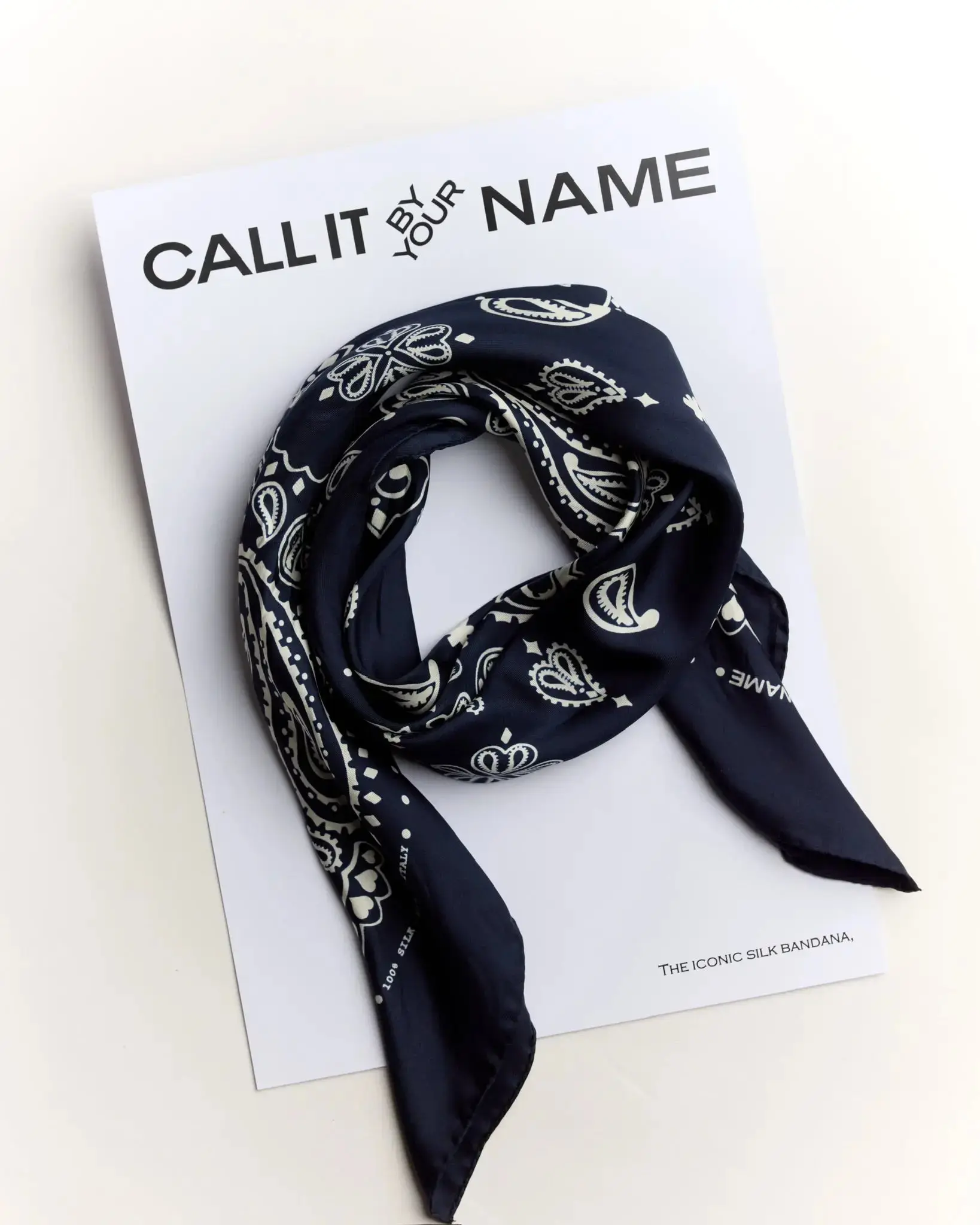 Bandana en Soie - STAR - NAVY - Petit Modèle - Image 5