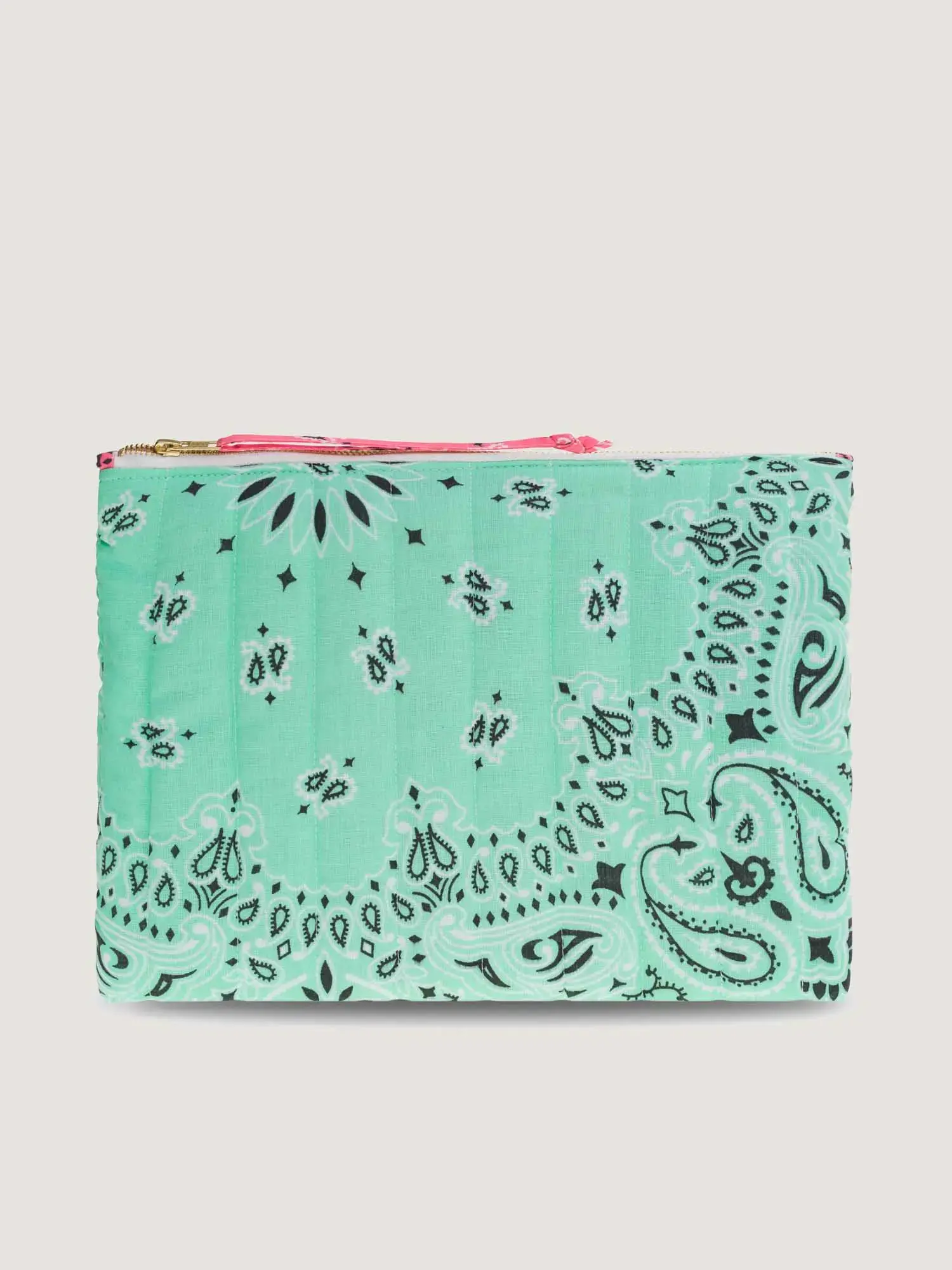 Pochette Zippée Matelassée - RAINBOW - Mint / Strawberry Pink - Image 3