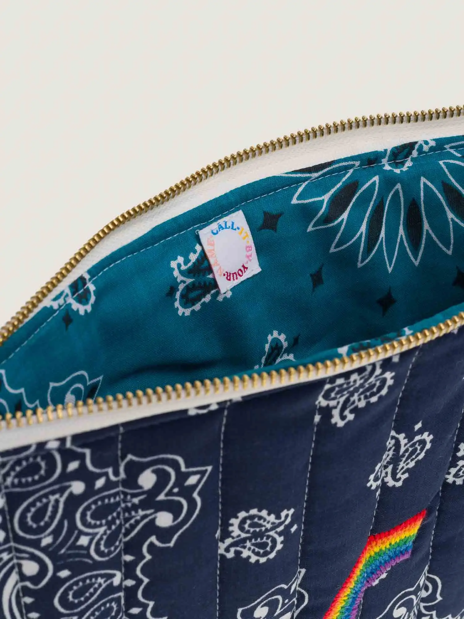 Pochette Zippée Matelassée - RAINBOW - Navy / Petrole - Image 4